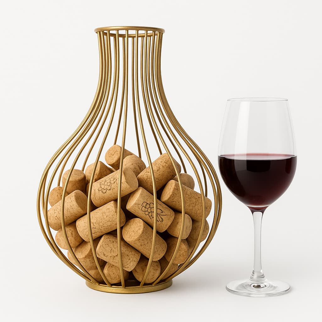 Porta-Rolhas Decorativo em Ferro Dourado – Estilo e Charme para seu Cantinho do Vinho