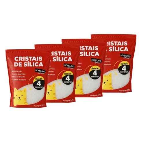 Kit 4 Areias Higiénicas Micro Cristais de Sílica Para Gatos 1,6KG
