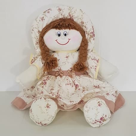 Boneca De Pano Pelúcia 41 cm Nanda Floral Brinquedo Decoração Quarto de Bebê