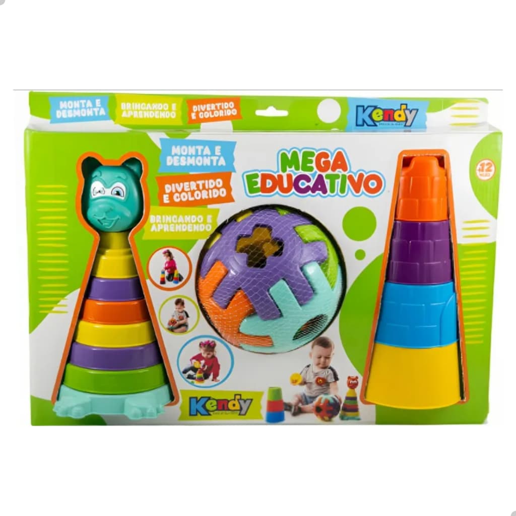 Brinquedo Kendy Educativo Para Bebês 12 Meses+ Empilhar Encaixar Aprender Formas