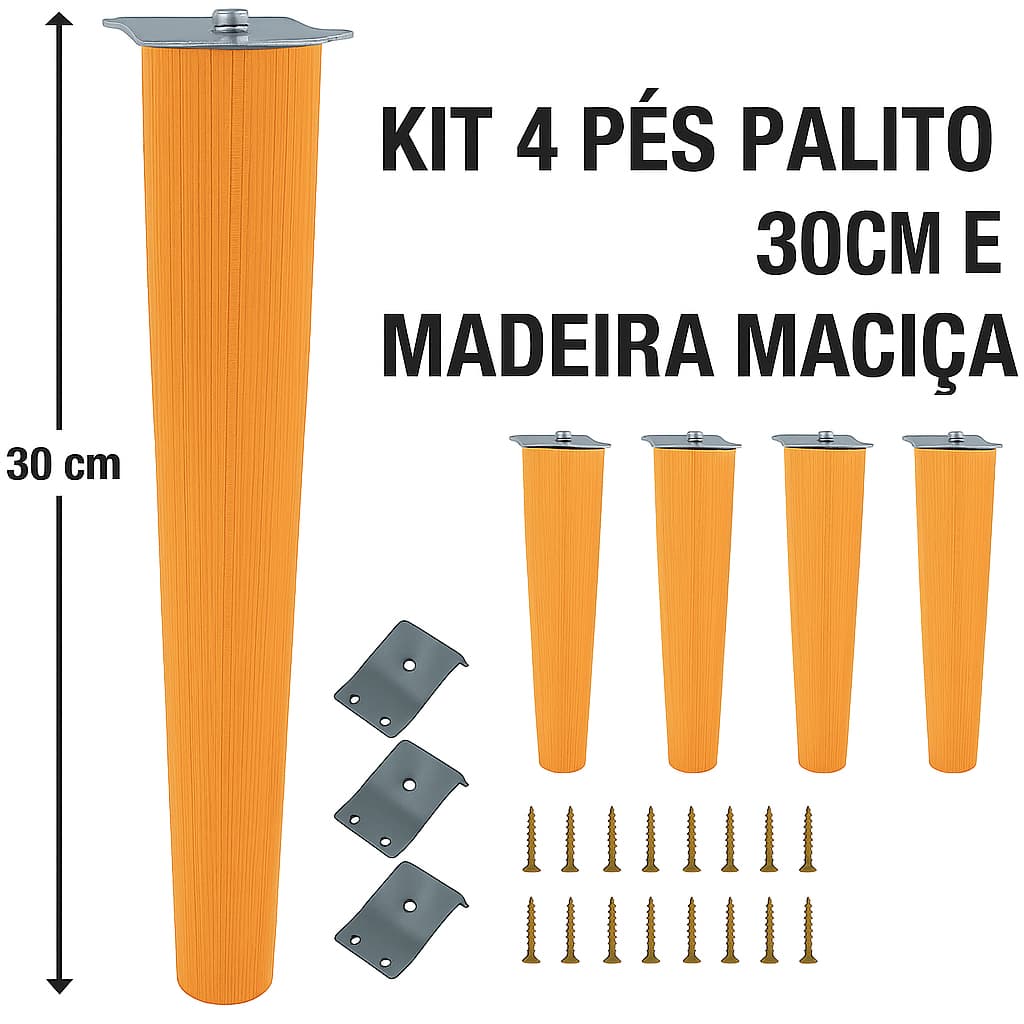 ✨ Kit de Fixação com Estilo: Pés Palito 30cm + Chapinhas + Parafusos