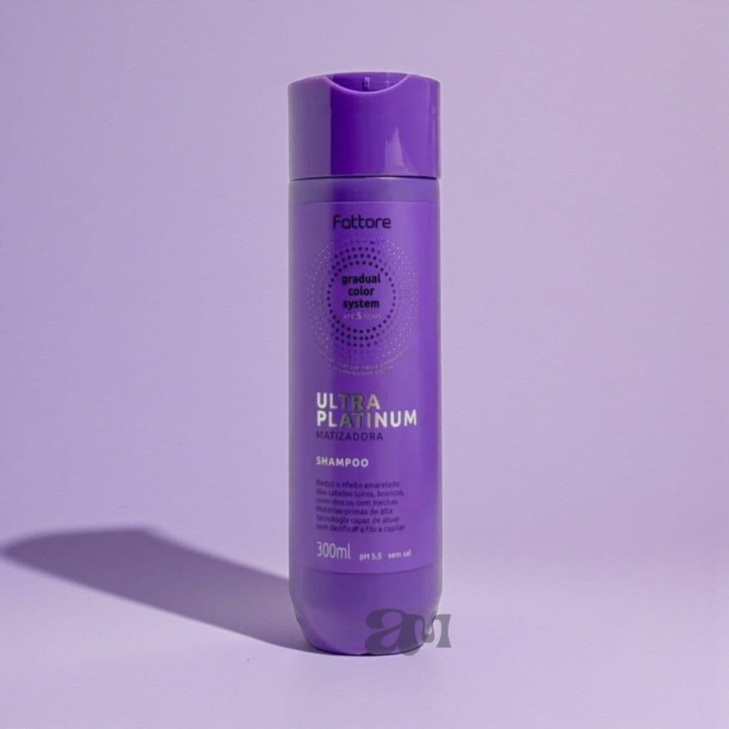 Shampoo Matizador Fattore Ultra Platinum 300ml – Anti-Amarelado para Loiros e Grisalhos