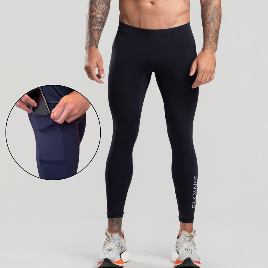 Calça legging Compressão Masculina Flowfit Suplex Poliamida Treino Corrida Academia Fitness