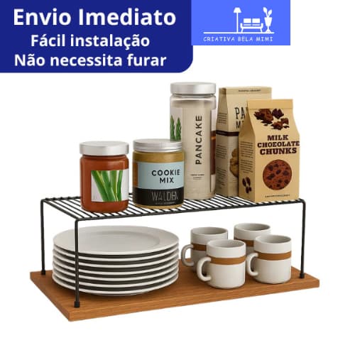 Organizador Armário Cozinha Prateleira Aramado Aço 42cm