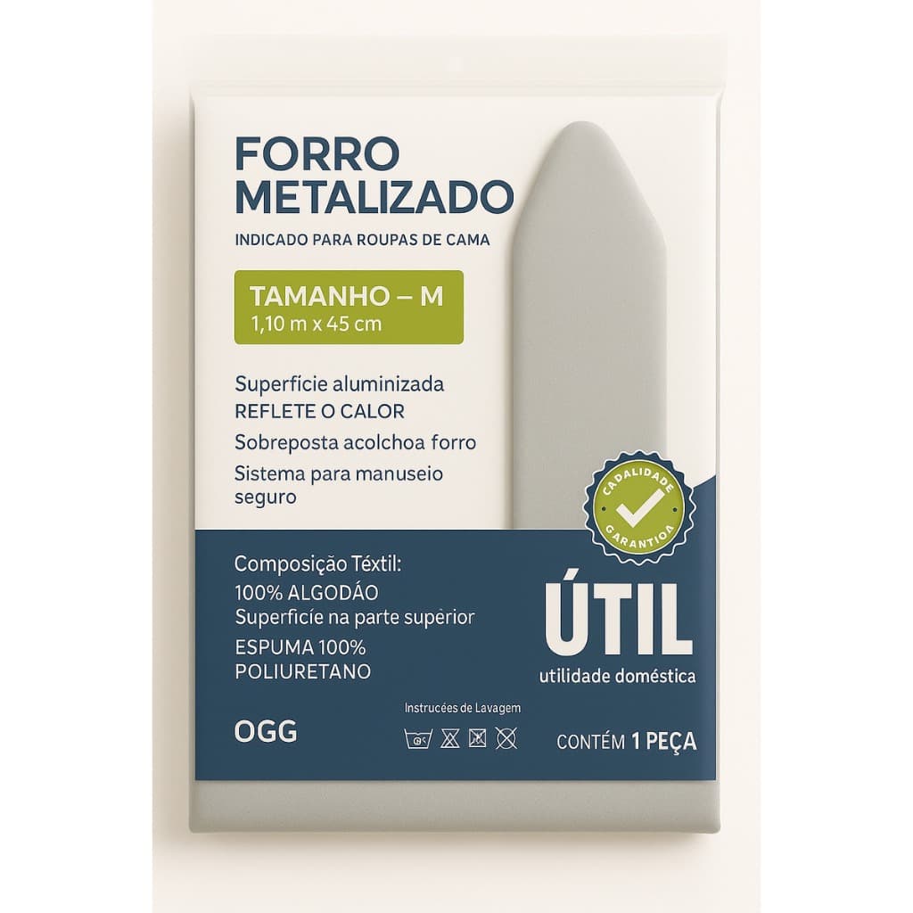 FORRO DE TÁBUA DE PASSAR M – TÉRMICO, ALMOFADADO E UNIVERSAL COM ELÁSTICO