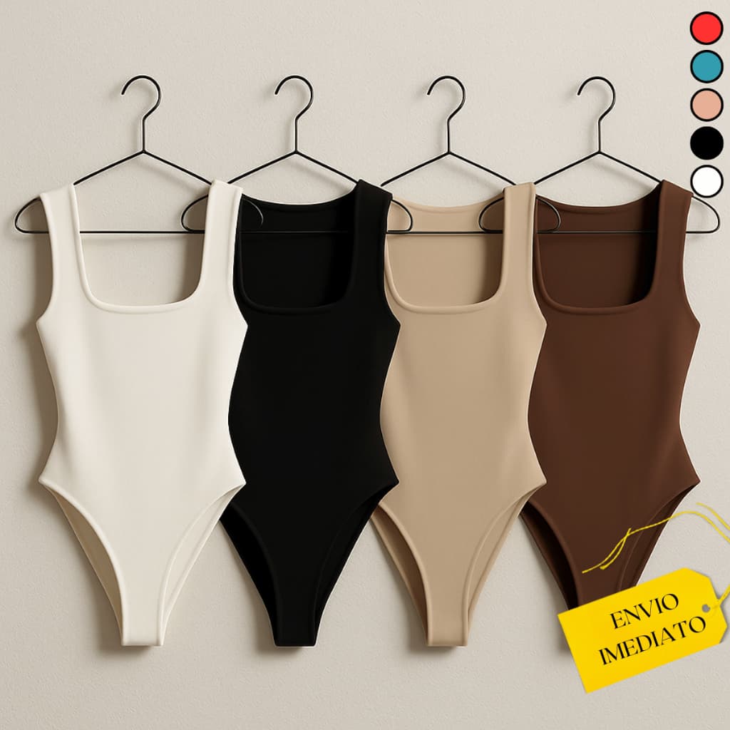 Body Feminino Regata Decote Quadrado em Suplex Premium Elegante Básico Casual Moda 2024.