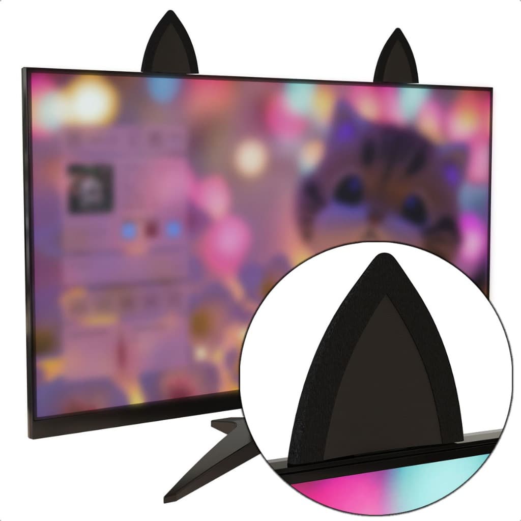 Orelha Orelhinhas Gato Gatinho Fixar Monitor Computador Tv Televisão Pc Gamer