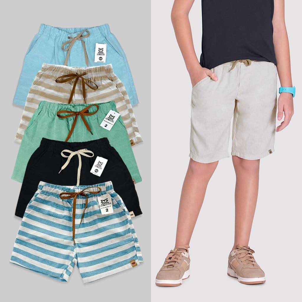 Bermuda Linho Infantil Juvenil Menino Short Premium 02 ao 16