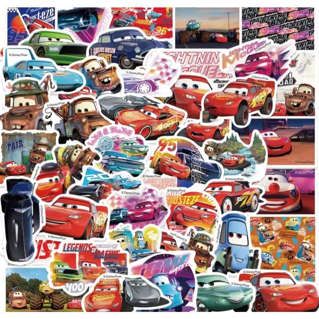 Kit 50 Adesivos Carros Relâmpago McQueen Disney Pixel Á Prova D'agua