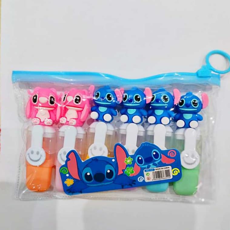 Kit com 6 mini marca-textos Lilo & Stitch com cores variadas
