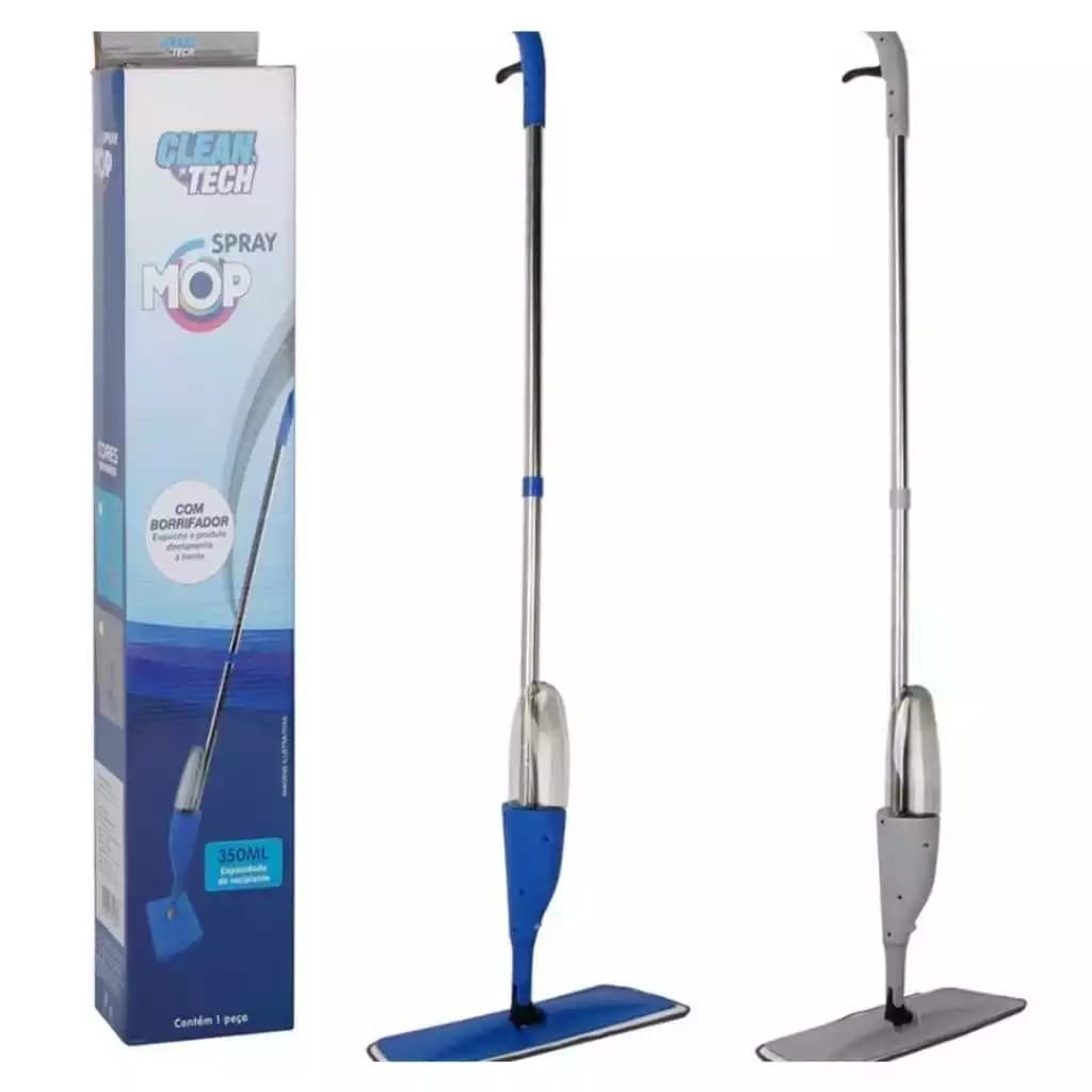 Mop Prático com Spray Rodo Mágico Reservatório Limpeza Rapida Pisos Laminados Porcelanato e Madeira