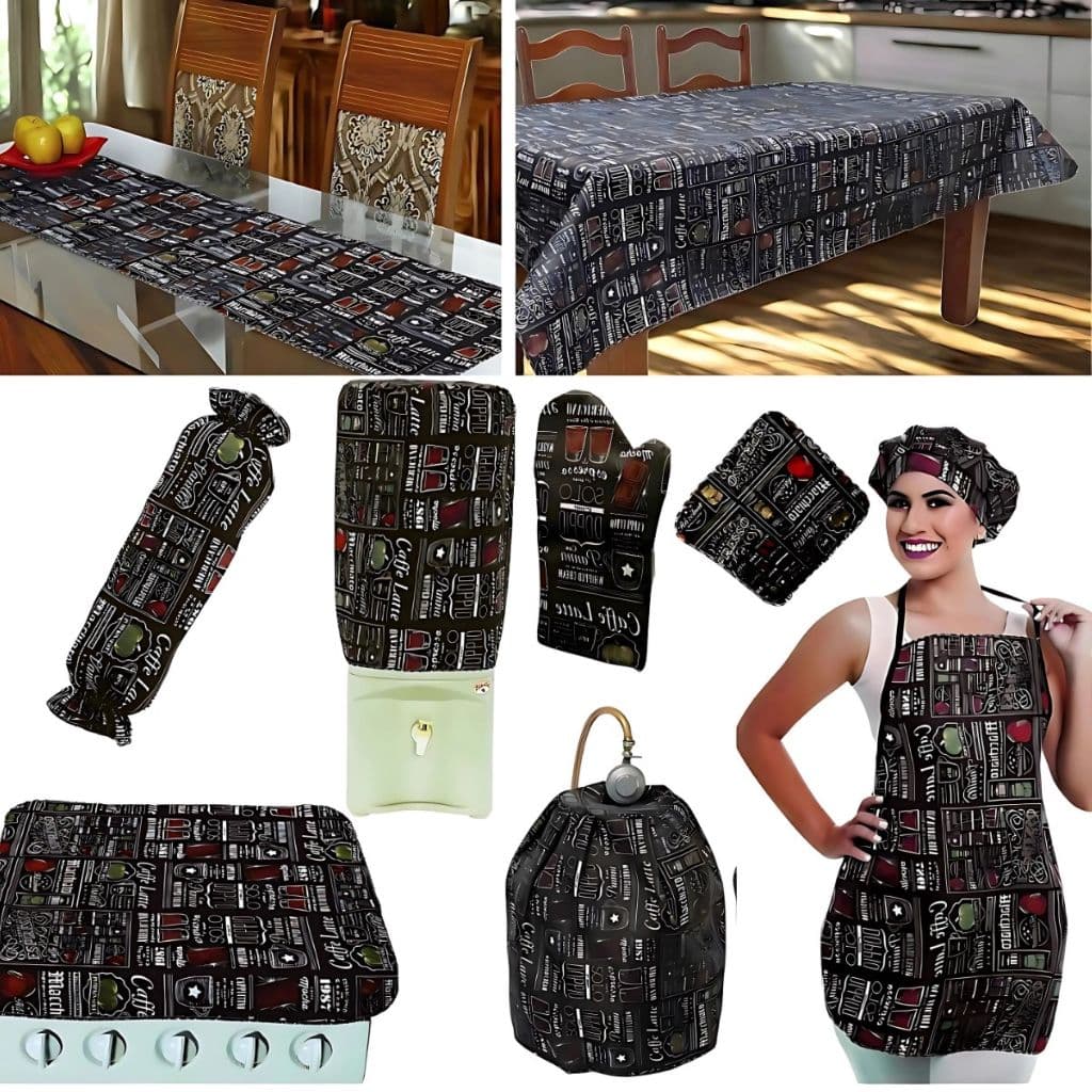 Jogo de Cozinha Estampado Coffee Oxford Enxoval de Cozinha