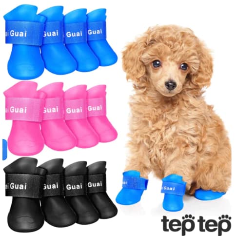Sapato Botinha de Silicone Impermeável Antiderrapante para Pet Cachorro e Gato – Kit com 4 Unidades P/M/G