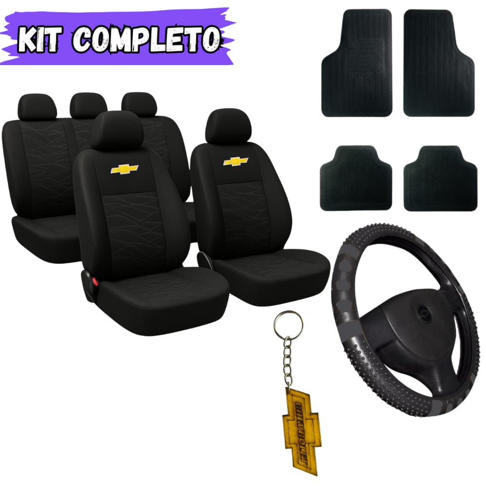 Kit Capas Banco Tecido Grosso Original Automotivo+Capa Volante/Tapete Carro Corsa Celta Prisma Astra Vectra Monza Agile