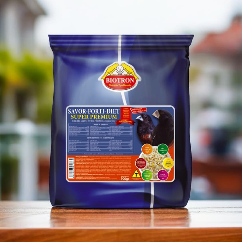 Savor Forti Diet Flocada 1Kg Biotron | Ração Super Premium Curió Bicudo - da Fábrica para sua Casa!