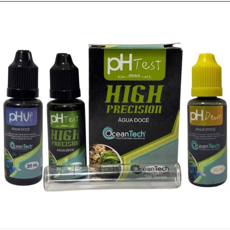 KIT Teste PH + PH UP + PH Down Oceantech Para Aquários de Água Doce