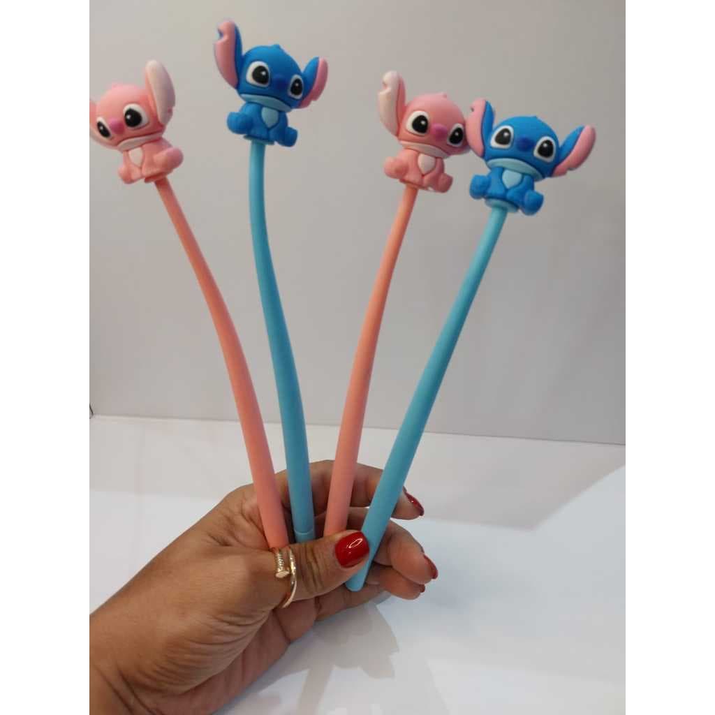 Caneta Dançante Flexível Ponta Fina Lilo & Stitch Tinta Preta