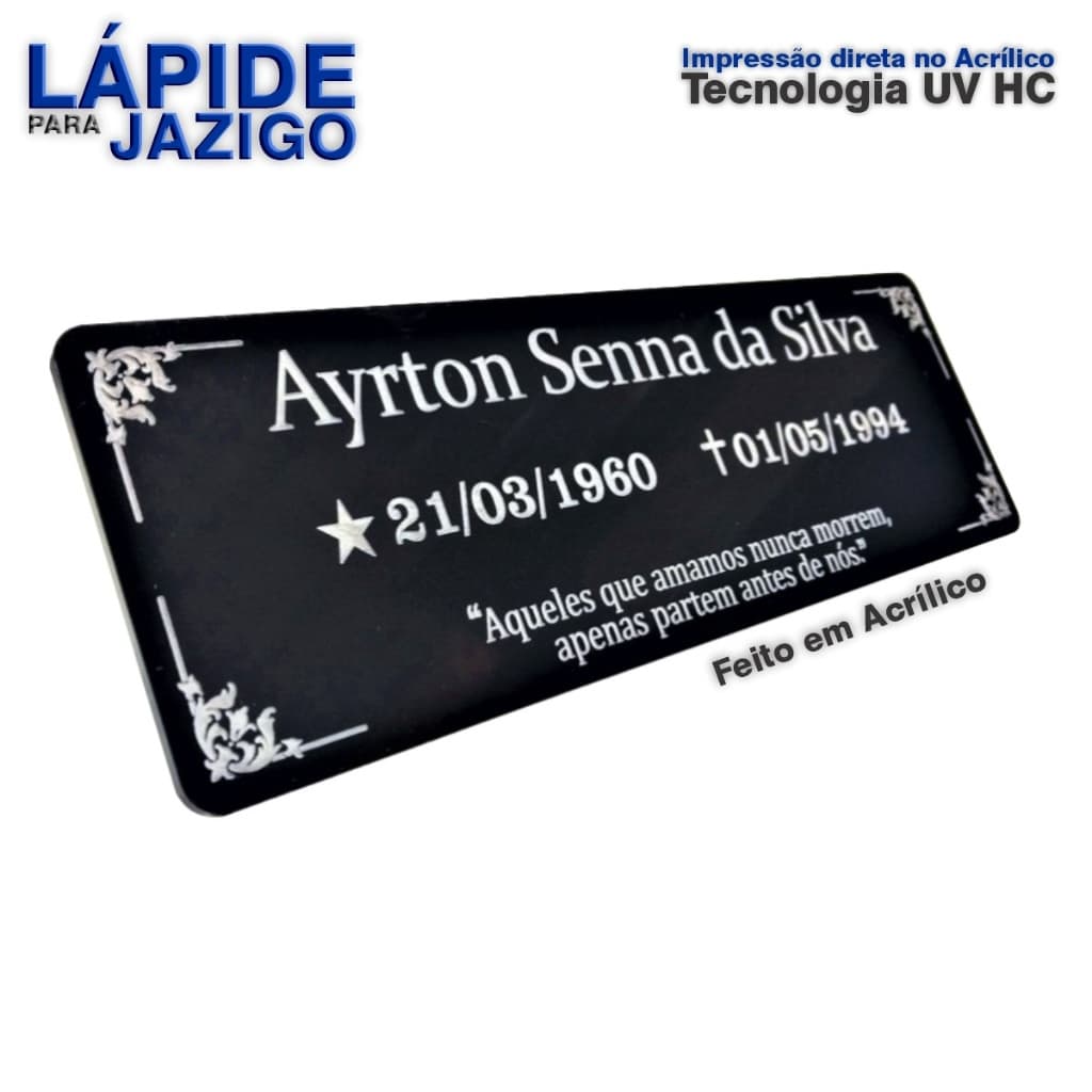 Placa Lápide Para Túmulo Jazigo Ossário Cemitério Personalizada em Acrílico