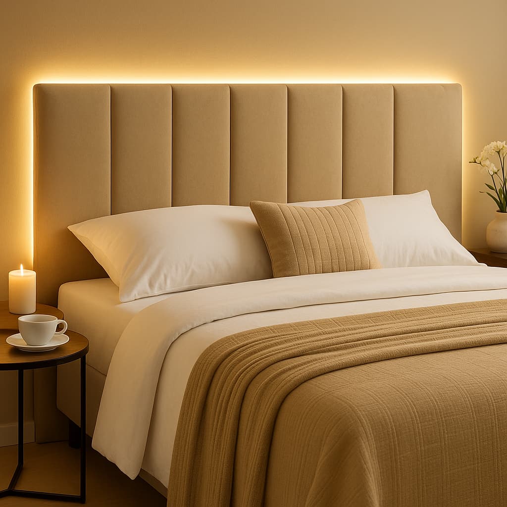 Cabeceira de Cama Casal e King 45x20 em Suede – Estofada Modular para Box – Luxo Premium