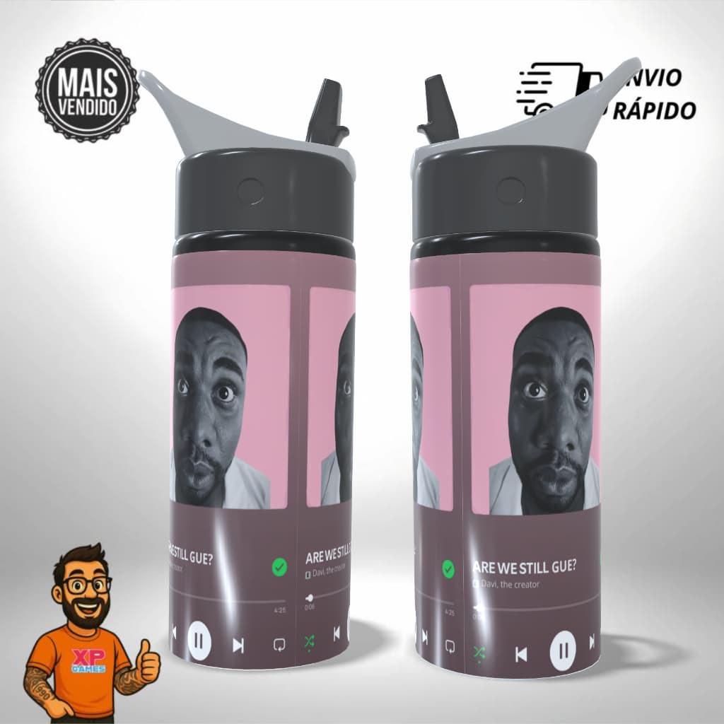 Garrafa Squeeze Personalizado Davi Brito Musical Diguê Alumínio - Presente Único