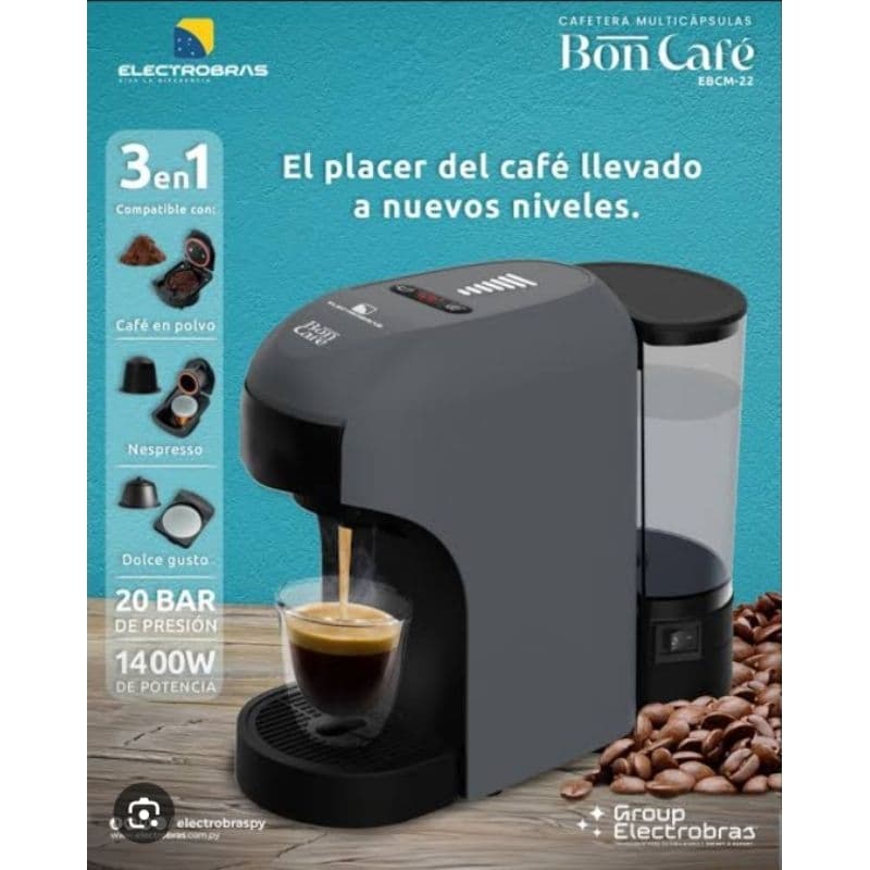 Cafeteira multicapsulas electrobras bon café cinza