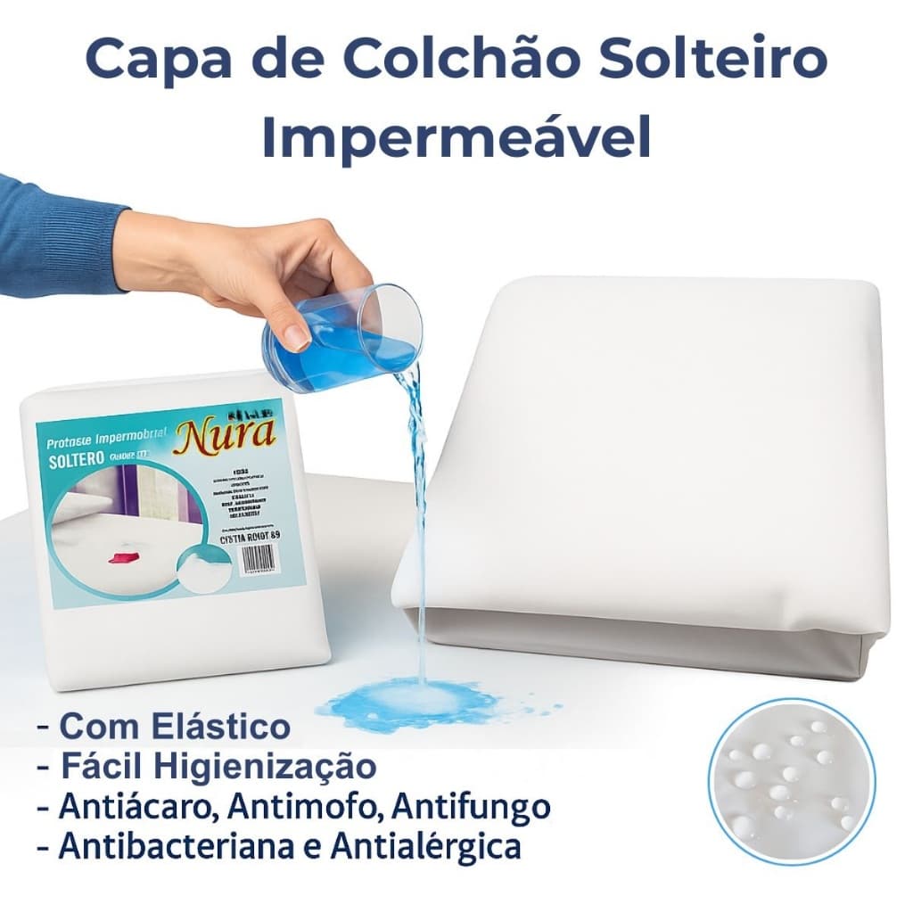 Capa de Colchão Protetora Impermeável Solteiro com Elástico