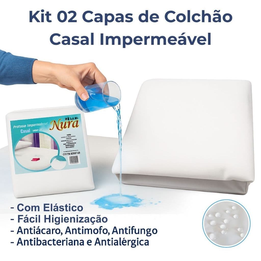 KIT 02 Capas de Colchão Impermeável de Casal com Elástico