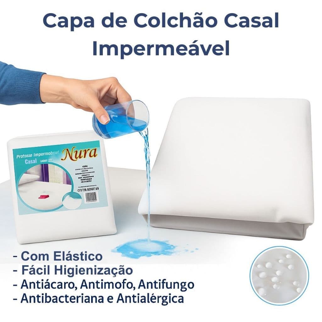 Capa de Colchão Protetora Impermeável Casal com Elástico