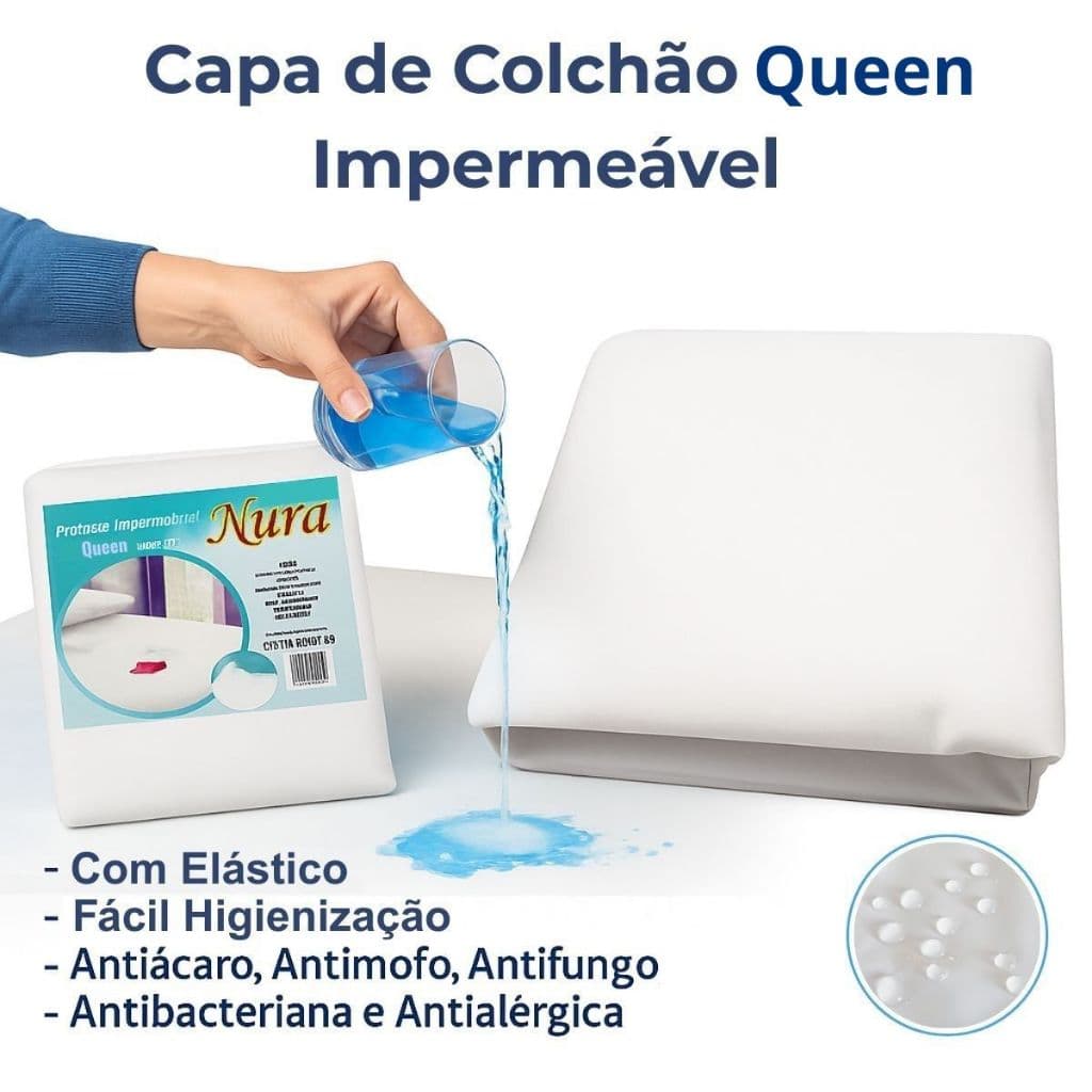 Capa de Colchão Protetora Impermeável Queen com Elástico
