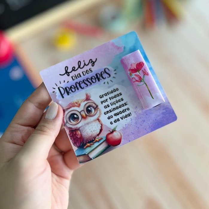 Cartão/Cards + Adesivo Mimo para Dia dos Professores. (NÃO ACOMPANHA CHOCOLATE). Lembrancinha para dia dos professores.