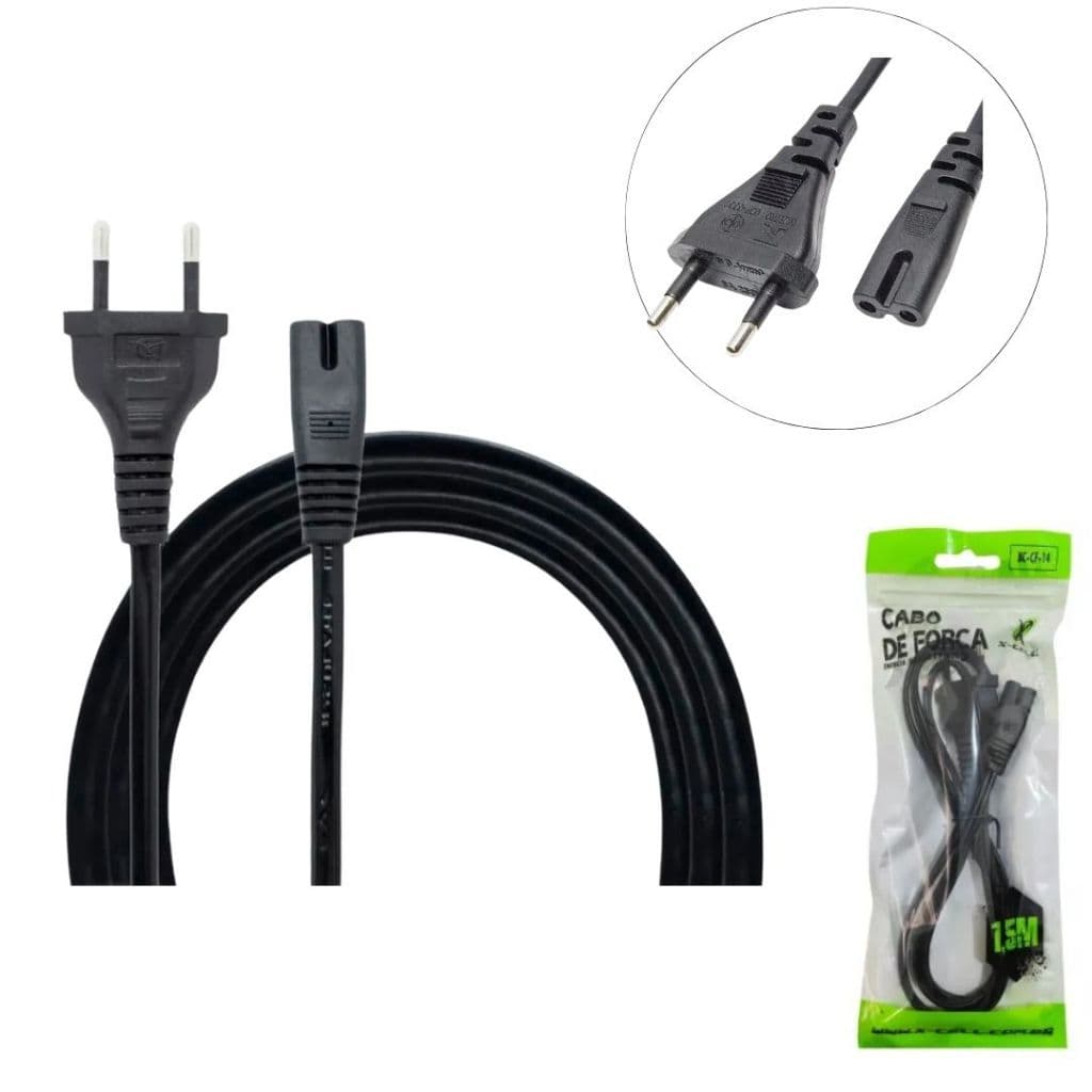 Cabo de Força Bipolar oitinho Barbeador Tv Radio Ps3 Fonte 60cm