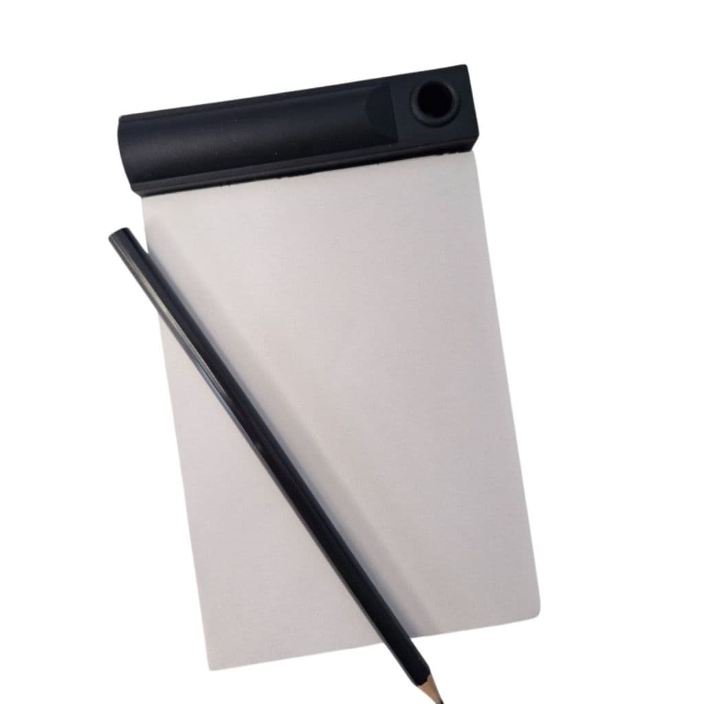 Bloco de Anotações com suporte de plástico 100 folhas + lápis