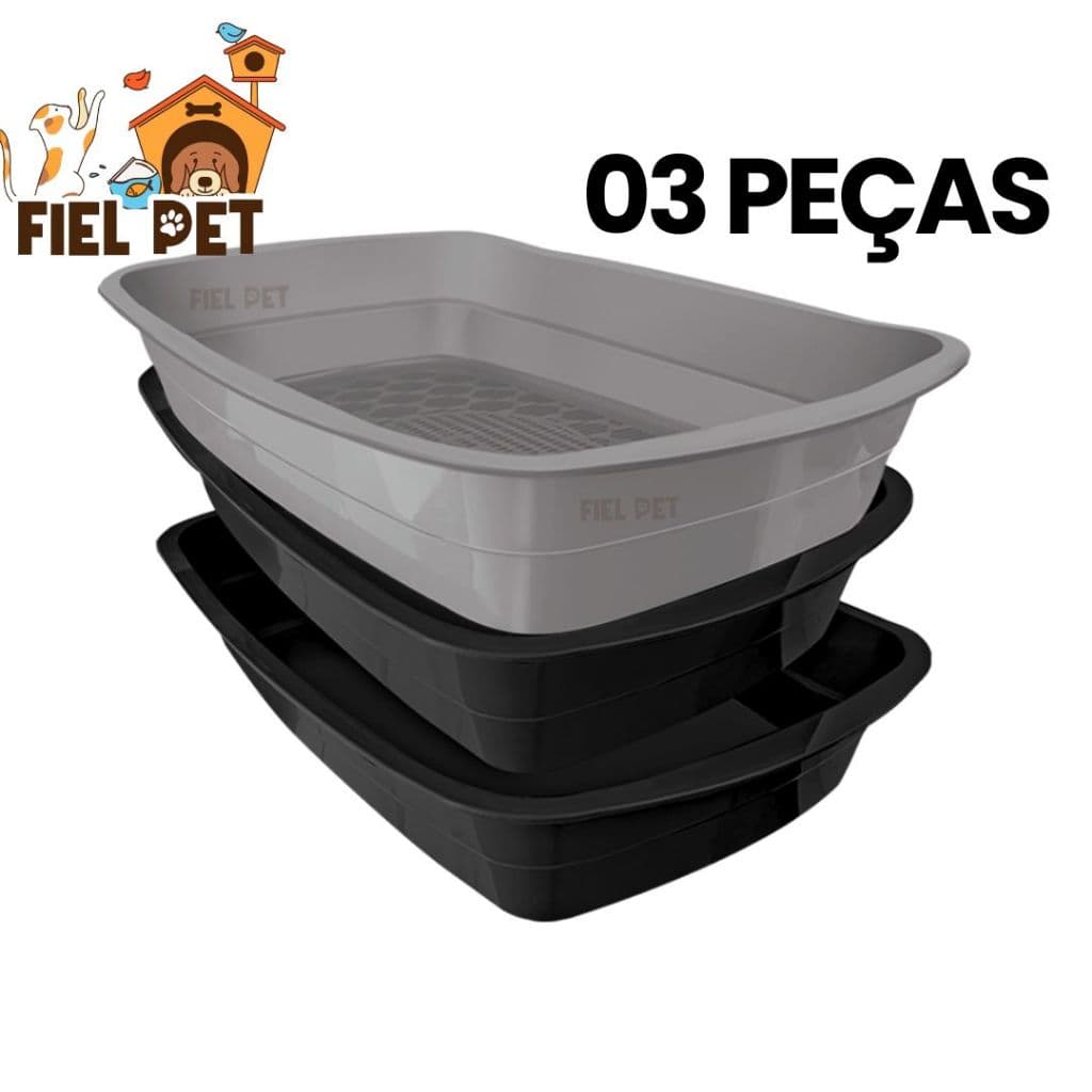 Caixa de Areia para Gato Bandeja Higiênica Furba Sanitária Areia Gatos Small MEC Pet com 3 Peças