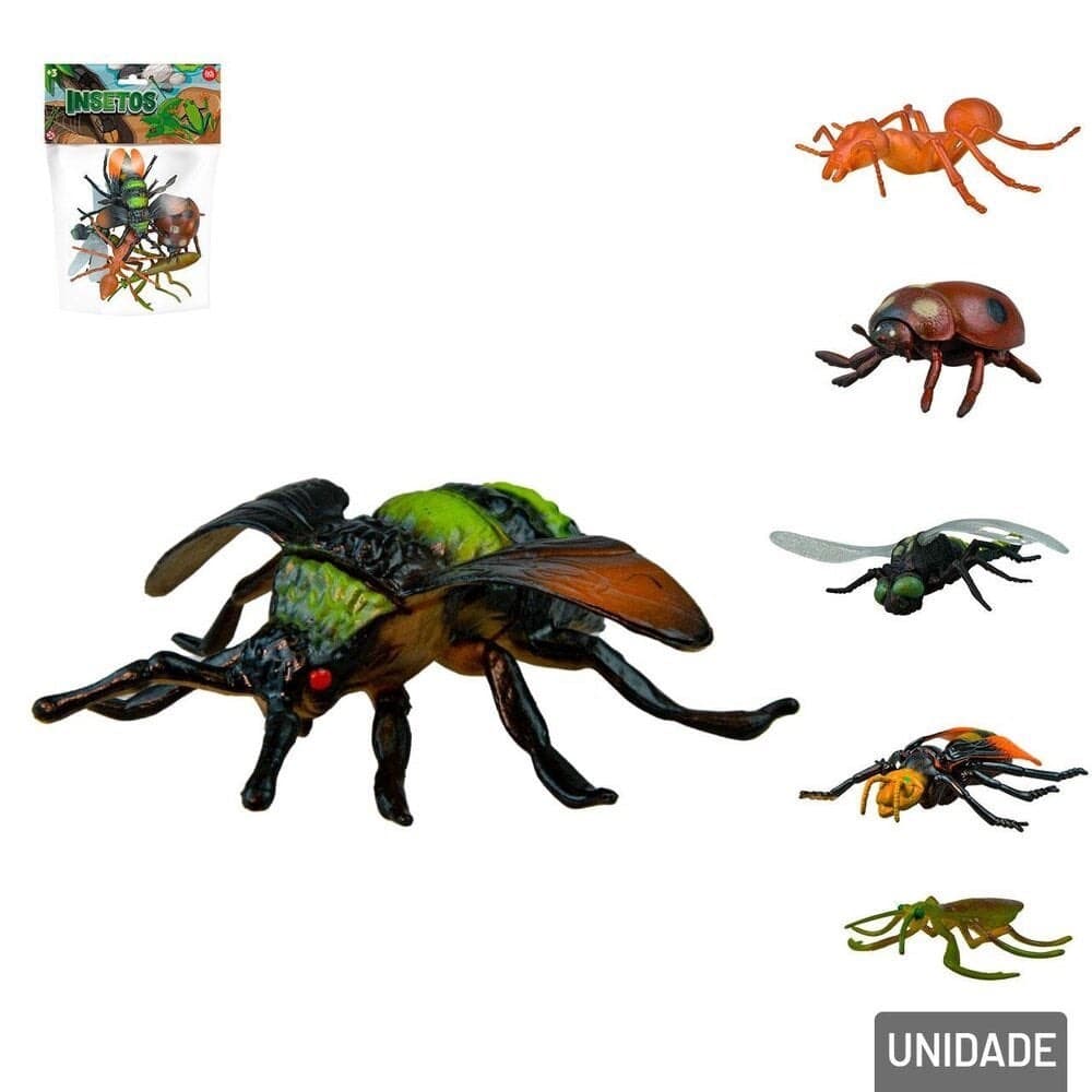 Kit Animais de Plástico 06 Peças Insetos Grandes