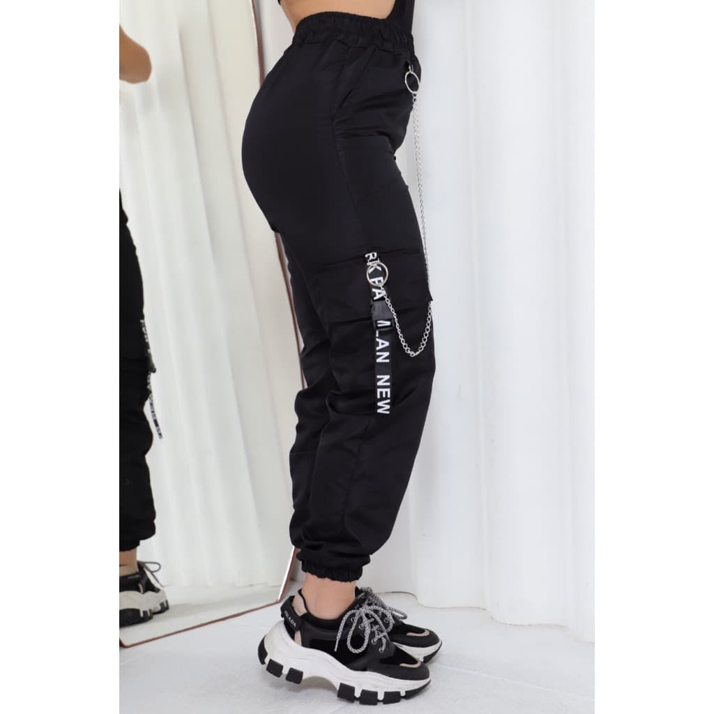 Calça Jogger Cargo Feminino Com Estampa/ Corrente/Unisex