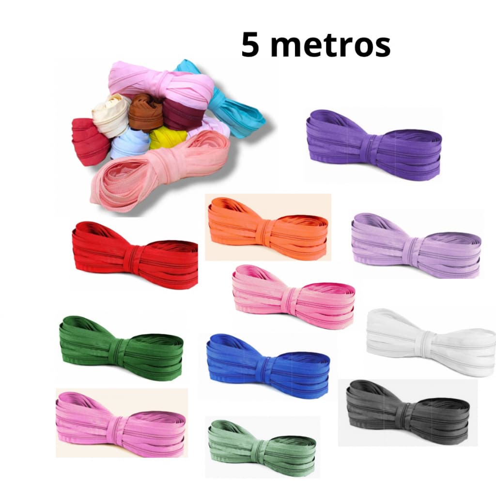 5 metros ziper a metro número 5 -  Várias cores