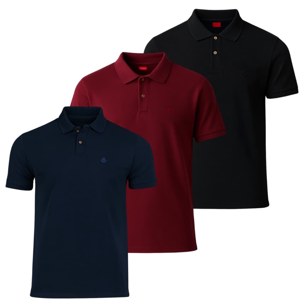 KIT 3 CAMISAS GOLA POLO CAMISETA ALGODAO PIQUET