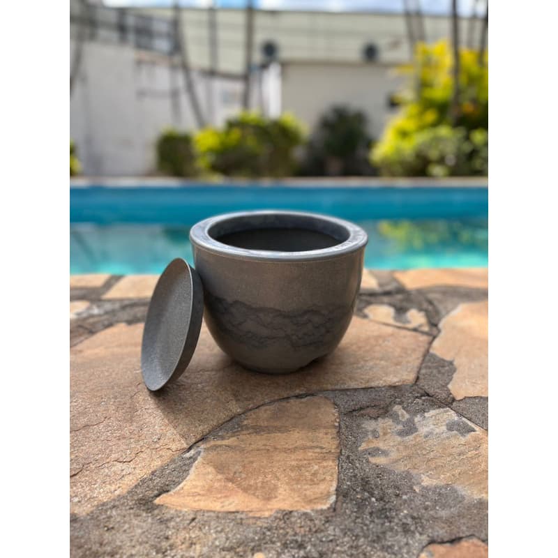 vaso de flor polido marmorizado decoração ambiente 19x25x17
