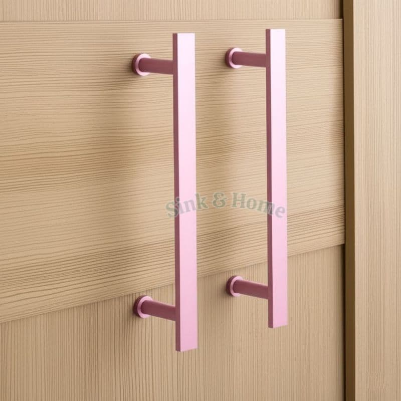 Puxador de Porta Quadrado Rosa em Metal 30 40 50 60 70 80 Sabao