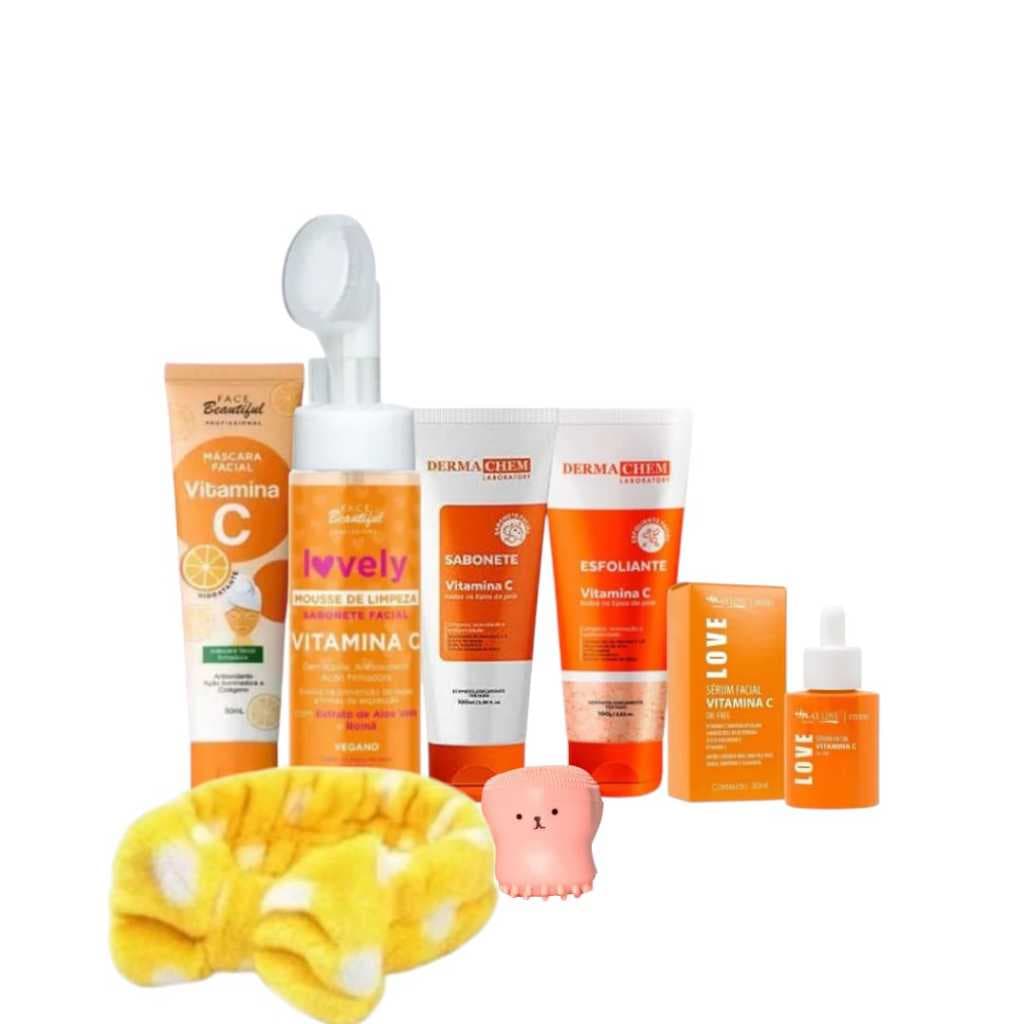 Kit Skin Care Vitamina C Mascara Facial Sabonete completo Clareamento da pele