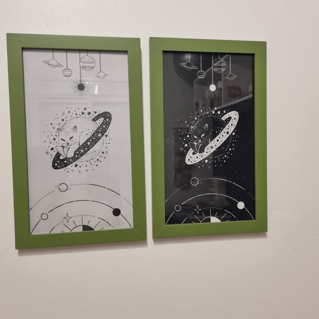 quadros decorativos gatinhos místico espiritual esotérico gato astrologia cosmos fofo universo