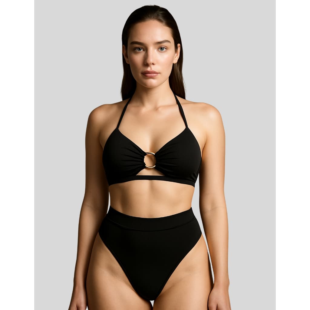 Biquíni Hot Pant Sutiã Argola Calcinha Cintura Alta Moda Praia E Assa Delta Top