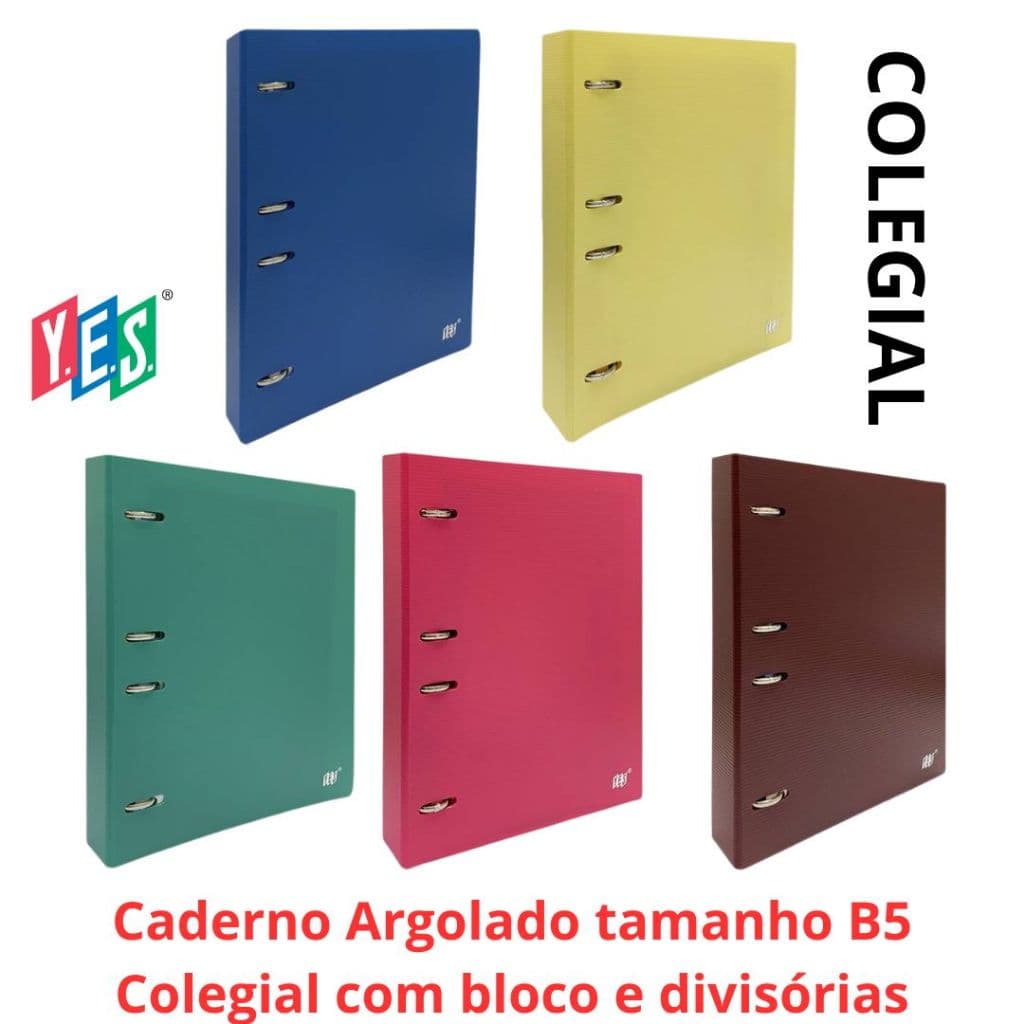 Caderno Fichário Argolado Colegial B5 YES Stripe com bloco de 96 folhas e 5 divisórias RC4EST