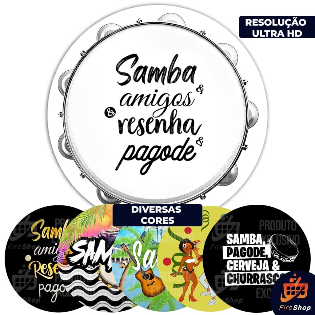 Capa Painel De Festa 50X50 - SAMBA RESENHA AMIGOS PAGODE - DIVERSOS MODELOS - Tecido Sublimado C/ Elástico FIRE SHOP