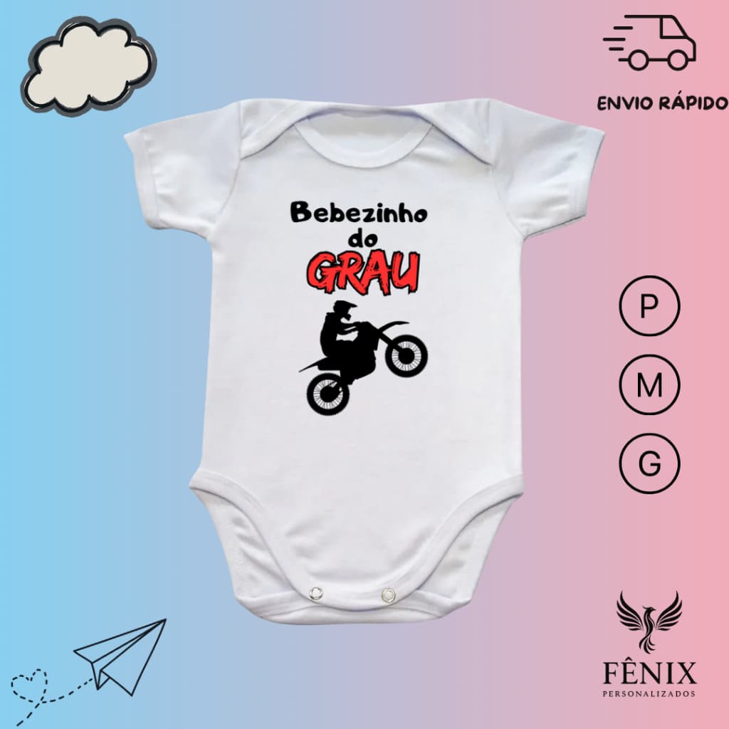 Body De Bebê Personalizado Frases Criativo Infantil Moto Motoqueiro