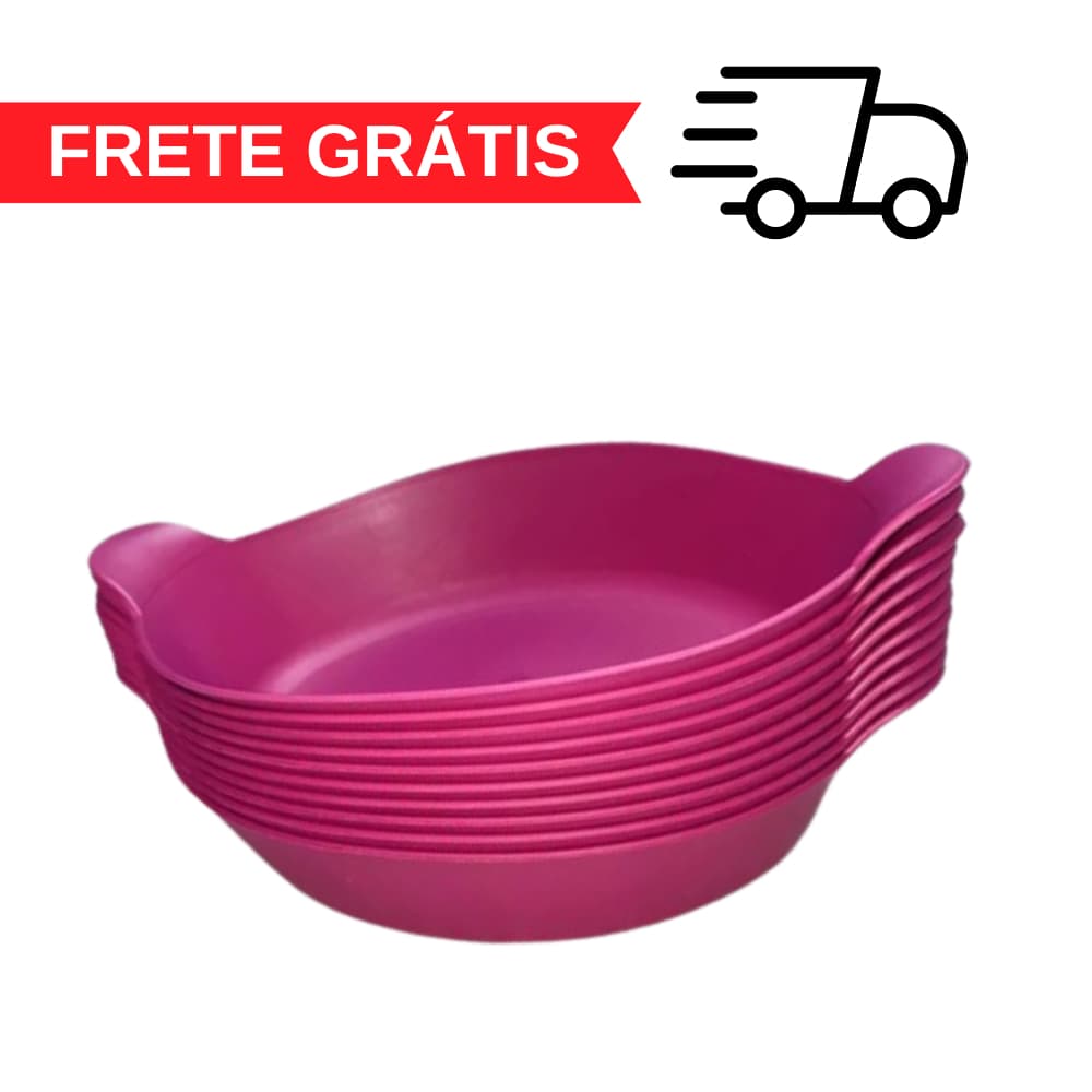 Kit 15 Petisqueiras Canoa Rosa 600ml Atacado para Bar Restaurante Festa e Churrasco