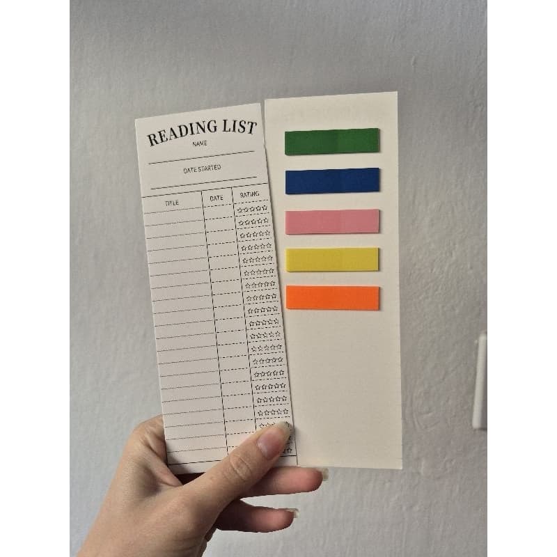 Marcador de livro ficha de leitura com flag, post it notas adesivas, marcador de paginas