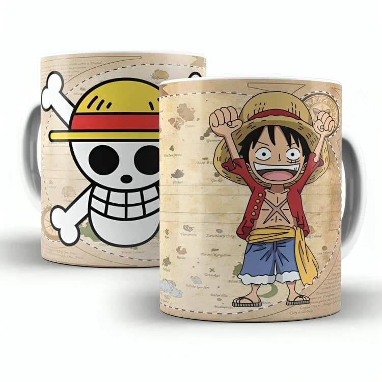 Caneca_ Porcelana_ Personalizada _One Piece Chibi - Mugiwaras - Monkey D. Luffy | Envio Rápido