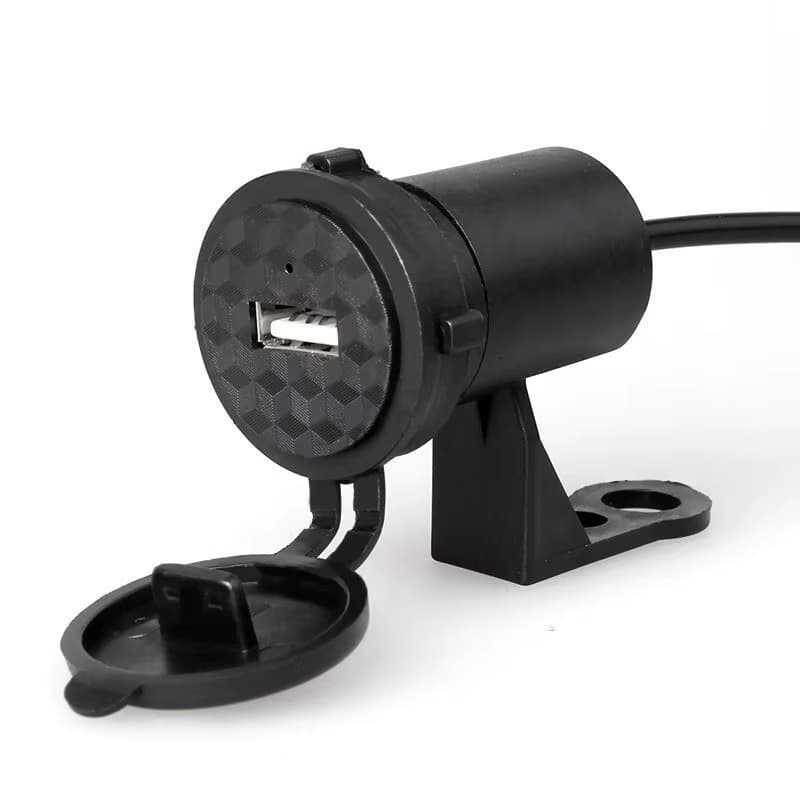 Carregador para Moto Celular/GPS – Tomada USB com Tampa e Montagem no Guidão ou Espelho
