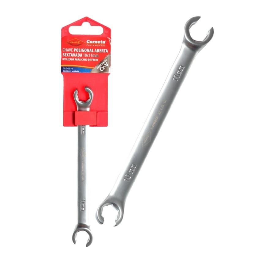 Chave Poligonal Sextavada Para Cano De Freio 10 x 11 Mm Aço Crv Corneta